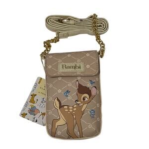 Primark Bambi Crossbody Purse Phone Holder Brown Disney Travel Cute Kidcore NWT
